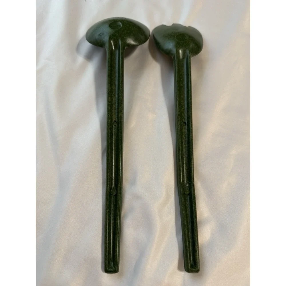 Vintage Flintwood Salad Serving Spoon Fork Set Green Speckled Melamine MCM